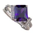 wholesale S925 Sterling Silver New 8*10mm Royal Blue Sapphire Square Ring for Women, Luxurious and Stylish-0-4