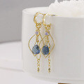 wholesale Sterling Silver Japanese Style Same Blue Quartz Drop Earrings Retro Luxury High-End Wholesale-0-5