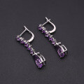 wholesale S925 silver luxurious high-end natural amethyst earrings for banquets, set with natural gemstone earrings-0-2