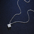 Sterling Silver Pendant with 2-Carat Moissanite and Square Frame-0-2