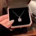 wholesale S925 Sterling Silver Micro-Set Colored Gemstone Sweet Square-Cut Pink Diamond Pendant Necklace, Lucky and Sweet with a Girly Feel, Perfect for Gift-Giving on Holidays-0-4