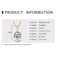 925 Sterling Silver D Color Moissanite Geometric Drop Pendant Necklace-Dazzling Four-Prong Necklace [K Gold]  925 Silver