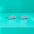 wholesale 925 Sterling Silver Moissanite Ear Studs for Women, Summer Style Small Three-Diamond Design, Symmetrical Minimalist Understated Piercing-0-1