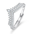 S925 Silver XYL Asymmetrical Row Crown Ring with Moissanite for Women-0-3