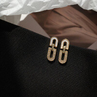 wholesale 925 Sterling Silver U-Shaped Ear Studs for Women, Summer Minimalist Mother-of-Pearl Commuter Earrings, New Trendy-U-shaped earrings (copper plated with gold)