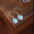 wholesale 925 Sterling Silver TEMU Amazon New Oval Moonstone Earrings for Women, European and American Fashion Minimalist Hook Earrings-0-2