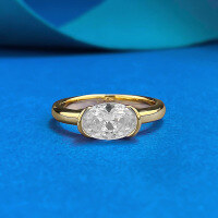 wholesale S925 Silver Zhuzhuofan Jewelry 6*8mm Round Oval Ring for Women, Ins Style, Versatile Daily Wear, Cross-Border European and American Design-R1440 White Diamond Gold No. 8