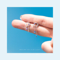 wholesale S925 silver asymmetrical cloud earrings for women, drop earrings, internet-famous youthful heart ear accessories E8947-S925 Silver Silver Model 925 Silver