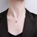 Sterling Silver Small Design Four-Leaf Clover Moissanite Pendant Necklace-0-2
