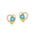 wholesale 925 Sterling Silver New European and American Fashion Trendy Heart-Shaped Synthetic Blue Crystal Earrings Women's Ins Style Earrings Wholesale-0-5