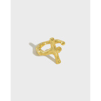 wholesale S925 Sterling Silver 311 Korean Version Ins New Simple and Versatile Cross Design Ear Clips for Women Without Piercings-18K gold [single] 925 silver