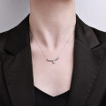 Sterling Silver Moissanite Deer Antler Pendant Necklace Set-0-2