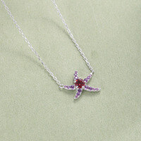 wholesale 925 Sterling Silver New Stylish and Fashionable Starfish Necklace with Natural Amethyst and Garnet Gemstone for Women-Starfish natural garnet necklace