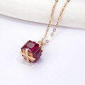 wholesale 18K Rose Gold Fashion Pendant with Gemstone Inlays, Factory Direct, Available in 9K and 14K, Four-Prong Setting-0-3