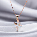 wholesale S925 Sterling Silver Europe and US Cross-Border Personalized Diamond-Encrusted 26 Letters Pendant Necklace Creative Collarbone Chain Women's Jewelry-0-1