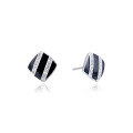 wholesale 925 Sterling Silver Square Black Earrings for Women, Unique Niche Design Zircon Stud Earrings with Elegant Advanced Sense Drip Oil Ear Accessories-0-4