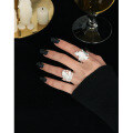wholesale S925 Sterling Silver 514 Korean Version INS Niche Design Sense Heavy Exaggerated Ruffled Texture Textured Open Ring for Women-0-2