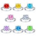 wholesale S925 Sterling Silver 5ct Flame Ice Cut Ring for Women, Exaggerated 10*10 Colored Gemstone High Carbon Diamond Ring-0-0