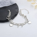 wholesale S925 Sterling Silver Trendy Double Layer Beaded Heart Bracelet Ins Korean Style Design Sense Best Friend Gift Jewelry-0-1