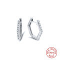 wholesale S925 Sterling Silver hexagonal diamond-encrusted elegant ear cuff earring with ultra-sparkly diamonds, Korean style-0-4