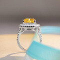 wholesale S925 Sterling Silver Cross-Border Yellow Diamond Square Full-Zirconia Ring with High-Carbon Zirconia and Radiant Cut for Women-0-2