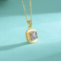 wholesale S925 Sterling Silver Gold-Plated, 1 Carat New Lightweight Minimalist Square Sugar Cube Moissanite Necklace Cross-Border-0-1