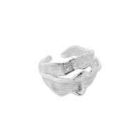 wholesale S925 Sterling Silver 637 Korean Version Ins Small and Unique Design Minimalist Irregular Surface Texture Textured Open Ring for Women-Silver [No. 13/Adjustable] Opening adjustable