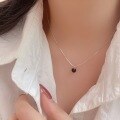 wholesale S925 Sterling Silver Natural Black Agate Snake Bone Chain Necklace for Women, Light LuxuryDesign Sense Simple and Versatile Collarbone Chain-0-2