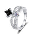 wholesale S925 Sterling Silver Cross-Border Princess Cut Crown Ring with 13 Carat Square Moissanite Gemstone Silver Jewelry-0-7