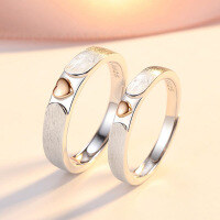 wholesale 925 Sterling Silver Love Heart Couple Rings Heart-shaped Men Women Ins Trendy Fashion Personality Eternal Union Matching Rings Gift Jewelry-925 Silver Open Ring for Women