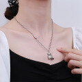 wholesale S925 Sterling Silver Retro Bear Necklace with Chain, Trendy and Cool Hip-Hop Style Unisex Pendant for Couples-0-3