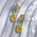 wholesale Sterling Silver New 8*12 Pear Shaped Radiant Cut Yellow Diamond Teardrop Earrings High-end Fashion Jewelry-0-3