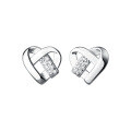 wholesale S925 sterling silver diamond-encrusted crossed heart stud earrings exquisite ear jewelry M03189-0-4