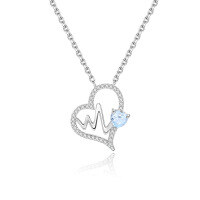 wholesale 925 Sterling Silver Heart-Shaped Gemstone Necklace, Natural Crystal Topaz Garnet Necklace, Non-Fading Gift for Women-Heart Natural Topaz Necklace