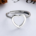 wholesale S925 Sterling Silver Minimalist Ins Style Open-Ended Hollow Heart Design Ring, Versatile and Bestselling-0-1