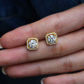 S925 Silver Square Moissanite Stud Earrings Luxury Cross-Border Wholesale-0-2