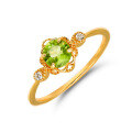 wholesale S925 silver plated with 14K gold peridot and white zircon ring, sourced directly from manufacturers for wholesale of fashionable, niche, and lightweight luxury jewelry-0-0