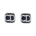 wholesale S925 Sterling Silver Minimalist Black Enamel Letter CD Ear Studs Trendy Fashion Ins Style Earrings-0-4