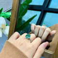 wholesale 925 Silver New Jewelry 9*9 Para Green European and American Wish Bestseller Micro-Paved Ring for Women-0-3