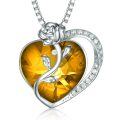 wholesale 925 Sterling Silver Rose Heart Necklace with High-End Swarovski Gemstone Ruby Pendant for Women-0-16