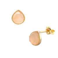 wholesale 925 Silver Japanese Minimalist Light Jewelry New Cute Peach-shaped Orange Moonstone Earrings Necklace Versatile-Earrings>925 silver