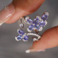 wholesale S925 Silver Wholesale Natural Tanzanite Ring Set with 9 Pcs 3*5mm Pear Shaped Main Stones Light Luxury Fashion Jewelry-0-2