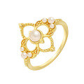 wholesale 14K Gold Vintage Retro Luxury Ring for Women with Natural Pearl Four-Leaf Clover Elegant Ring, Yili New Style-0-4