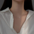 wholesale S925 silver asymmetrical double-layer hollow heart necklace chain retro women's choker D9069-0-1