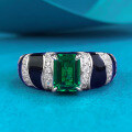 wholesale S925 Sterling Silver Style Simulated Emerald 5*7 Rectangular Ring Cross-Border Ins Style Unisex Design-0-0