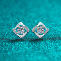S925 Sterling Silver Moissanite Geometric Swirl Earrings, Minimalist Daily Gift-0-4