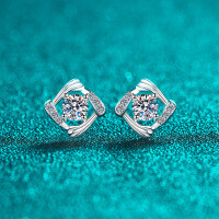 S925 Sterling Silver Moissanite Geometric Swirl Earrings, Minimalist Daily Gift-5mm zircon  925 silver