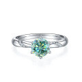 wholesale 1ct Green Moissanite Ring with GRA Certificate, S925 Silver Six-Prong Moissanite Ring for Cross-Border Wholesale to Europe and America-0-4
