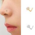 wholesale S925 Sterling Silver Hot Selling European And American Nose Stud With L-post, Zirconia Flower Nose Ring For Body Piercing Jewelry-0-2