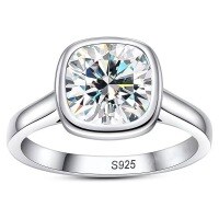 wholesale S925 Sterling Silver Cross-Border Moissanite Heart Ring, Oval 2 Carat High-End Minimalist Band Fashion Jewelry-Cushion-shaped 2 carat Moissanite ring  size 7